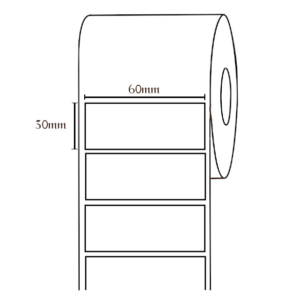 Giấy decal chuyển nhiệt 1 tem 60x30mm, dài 50m