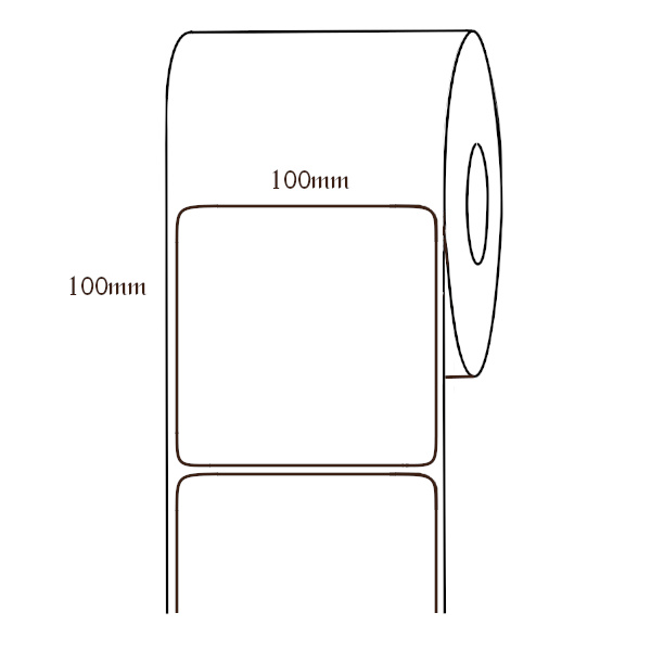 Giấy decal 1 tem 100x100mm (tem vuông), khổ 104mm, dài 50m