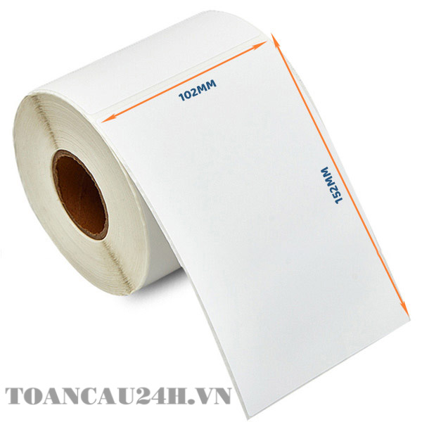 Cuộn tem nhãn giấy in nhiệt 1 tem 102x152mm, 50m